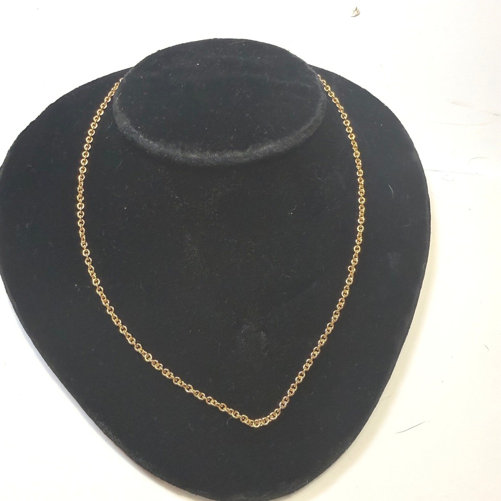 Gold Over 925 Sterling Silver Cable Link Chain Necklace 16 Inch Minimalist Fine